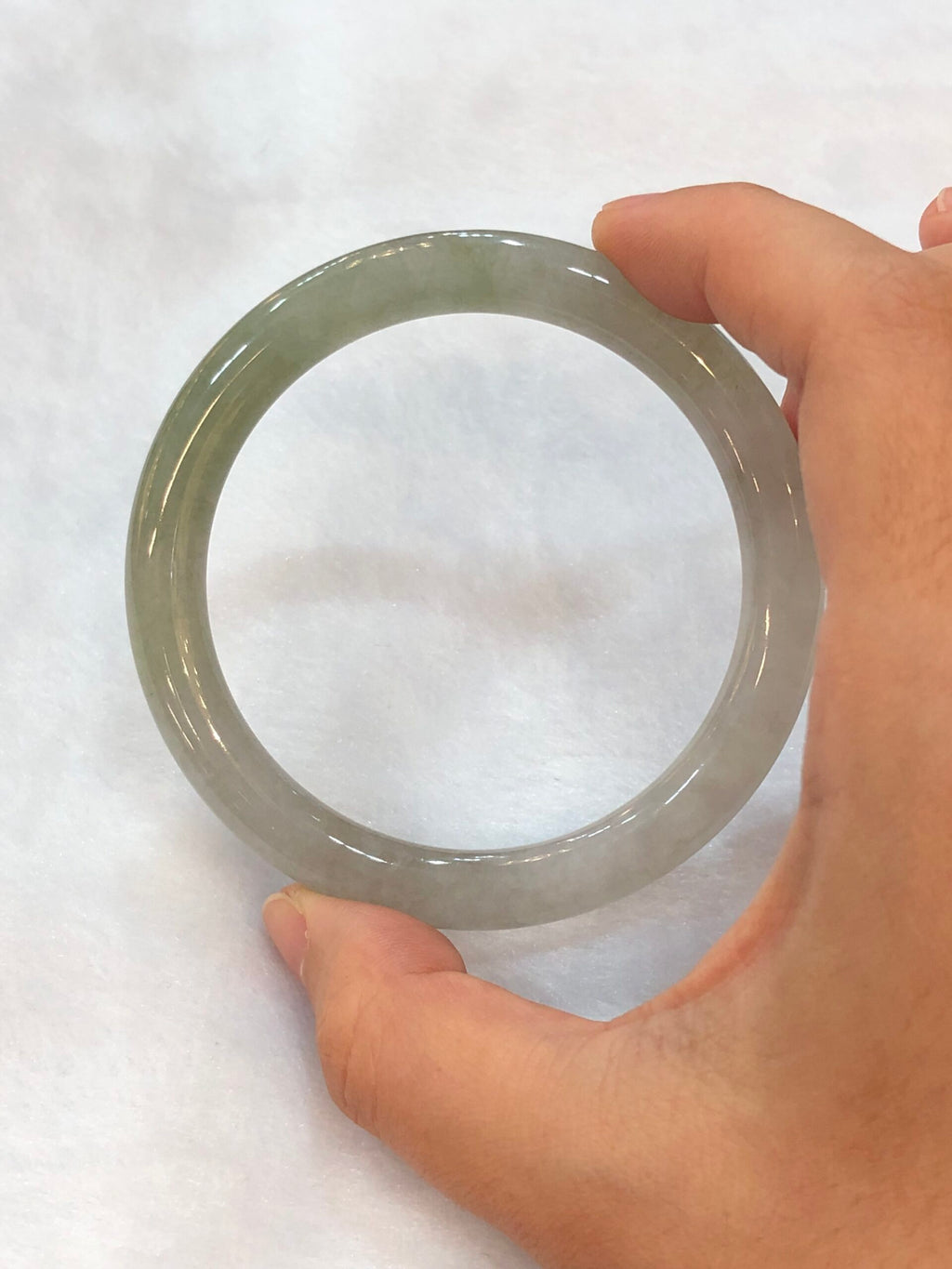 Icy White with Green Jade Bangle