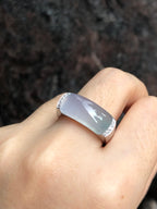 Icy Lavender with Green Jade Saddle Ring