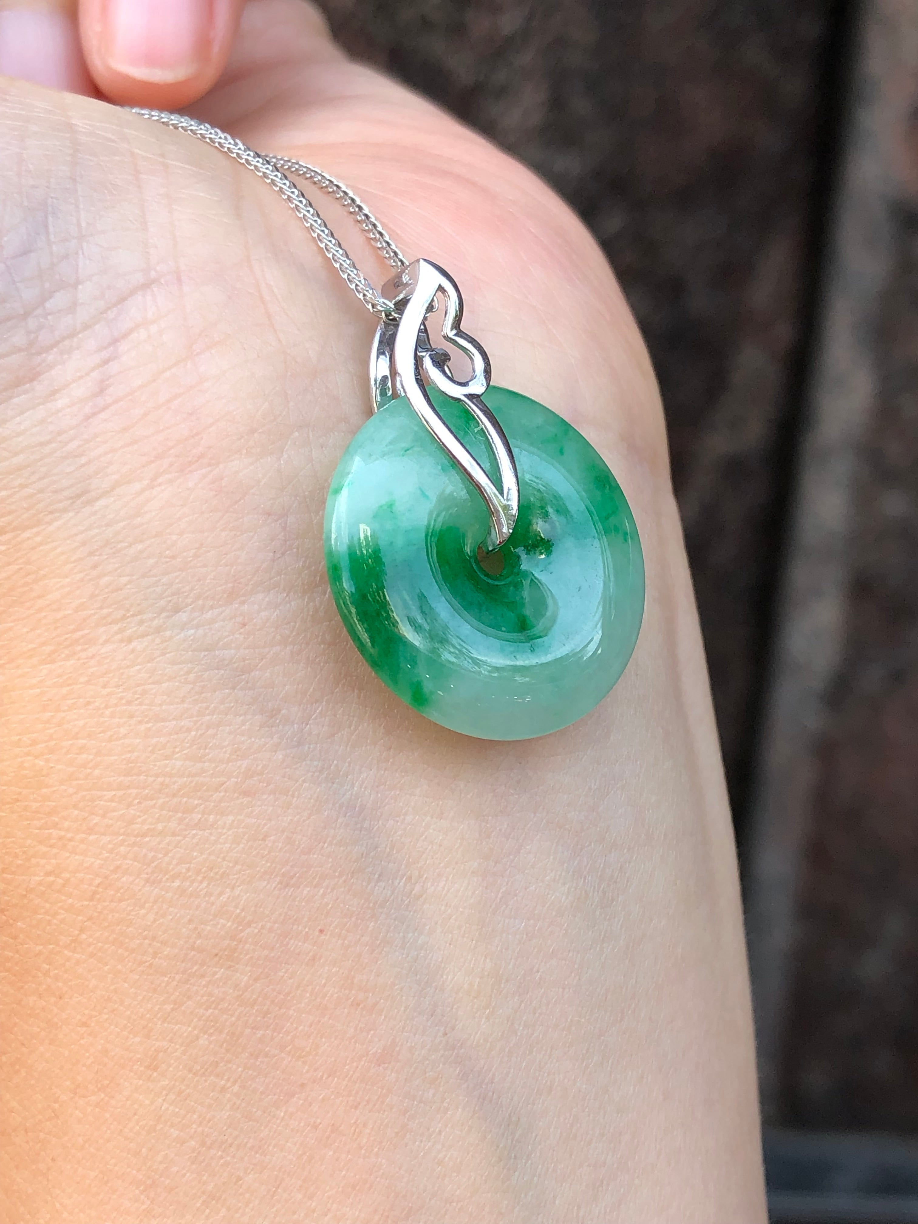Green Safety Coin Jadeite Pendant