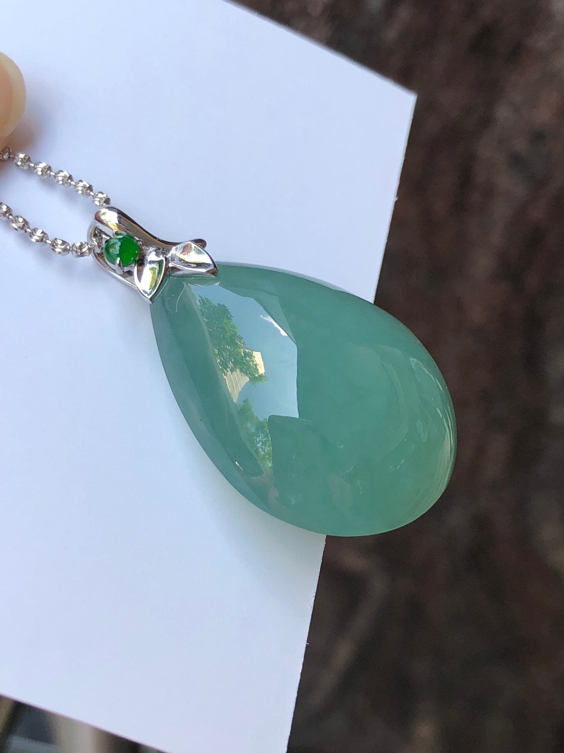 Bluish Green Jade Dewdrop Pendant