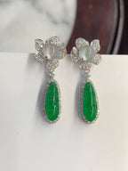 Green Jade Pea Pod Earrings