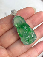 Icy Green Jade Guan Yin Pendant