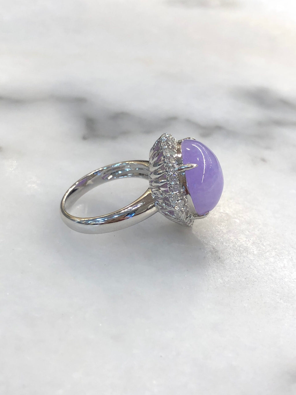 Lavender Jade Cabochon Ring