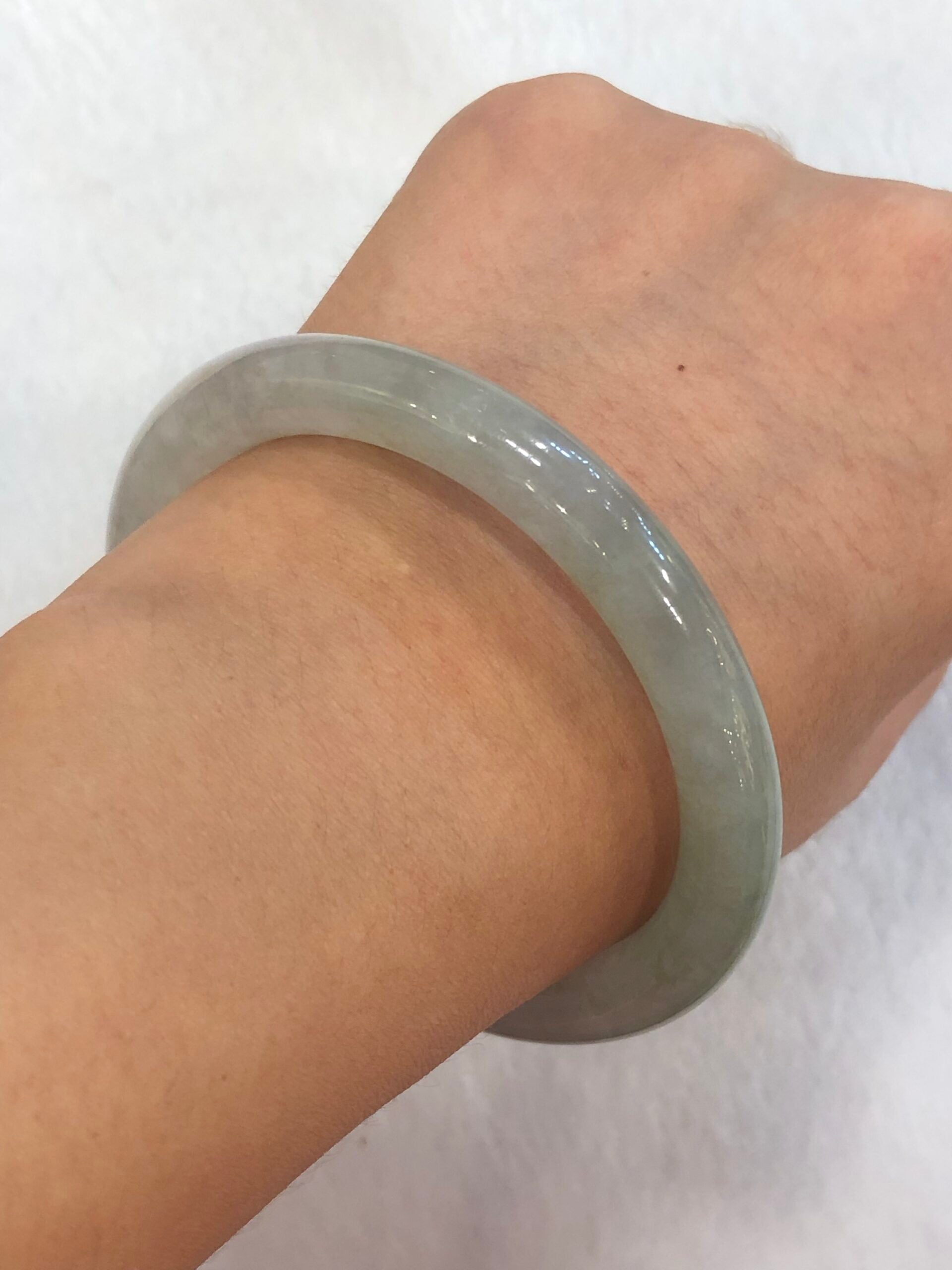 Icy White with Green Jade Bangle
