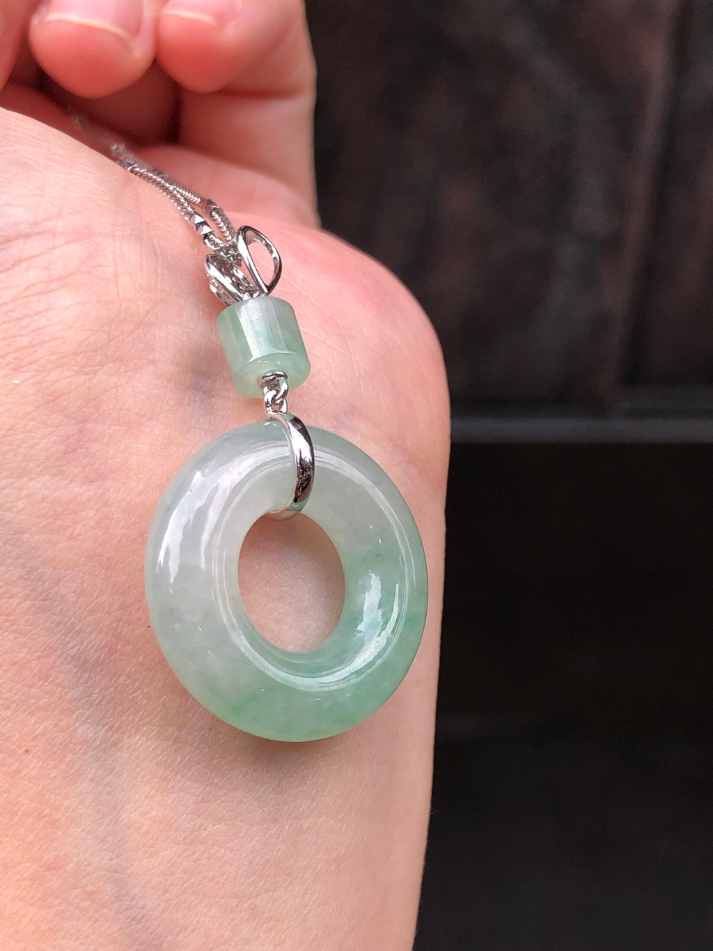 Icy Green Jade Donut Pendant