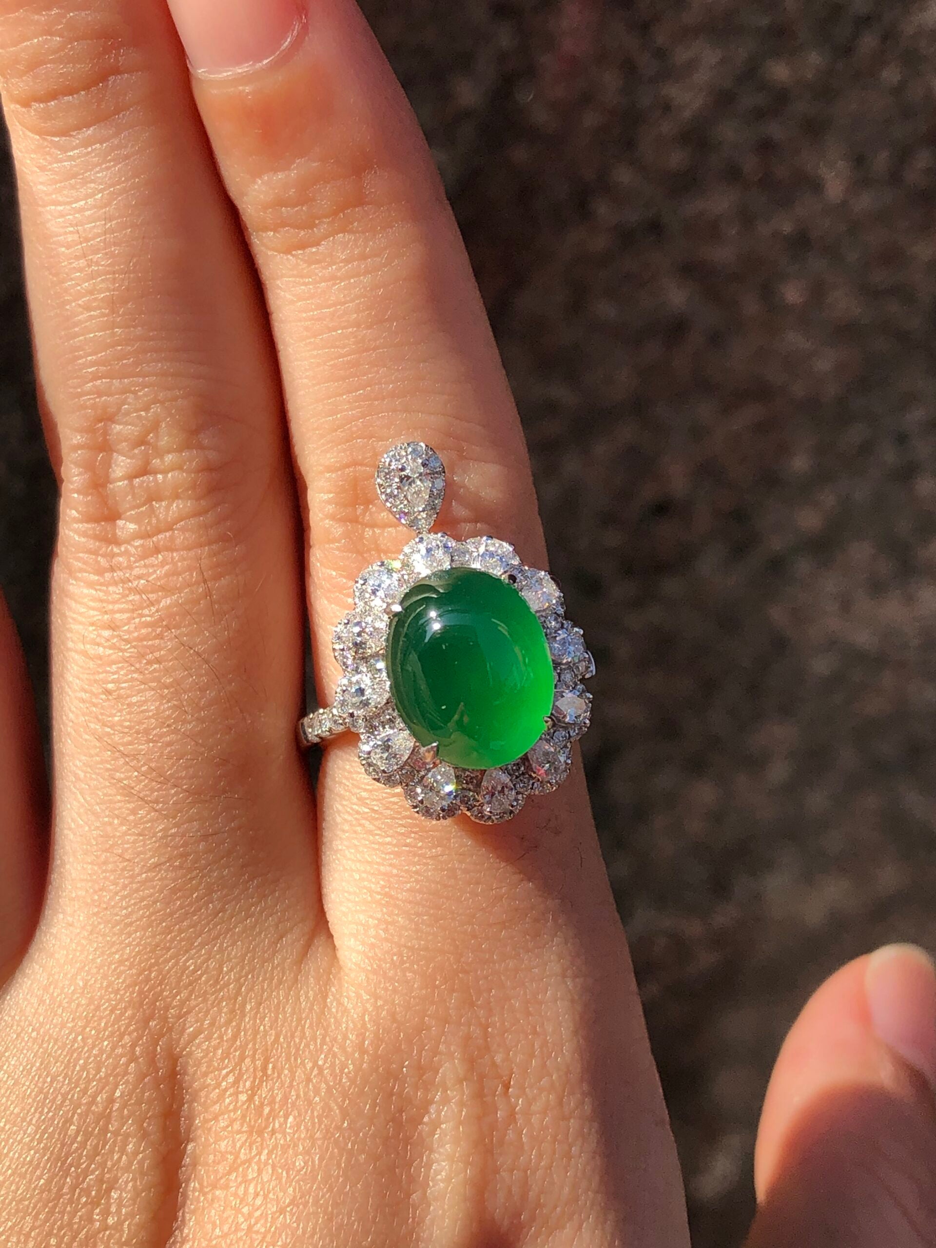 Green Jade Cabochon Ring/ Pendant