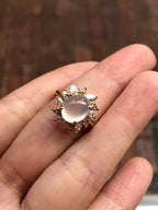 Icy Jade Cabochon Ring (Glassy Variety)
