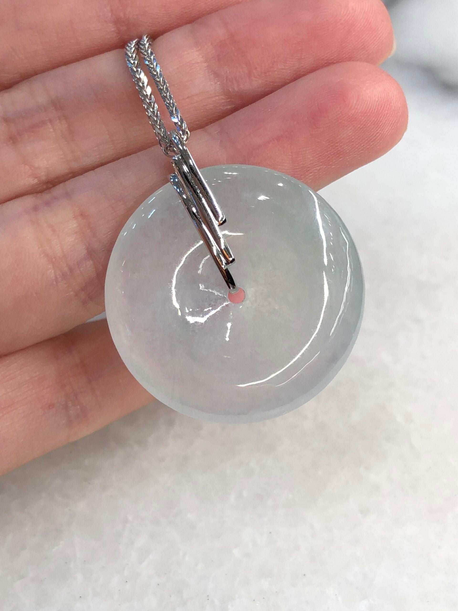 Icy with Green Jade Safety Coin