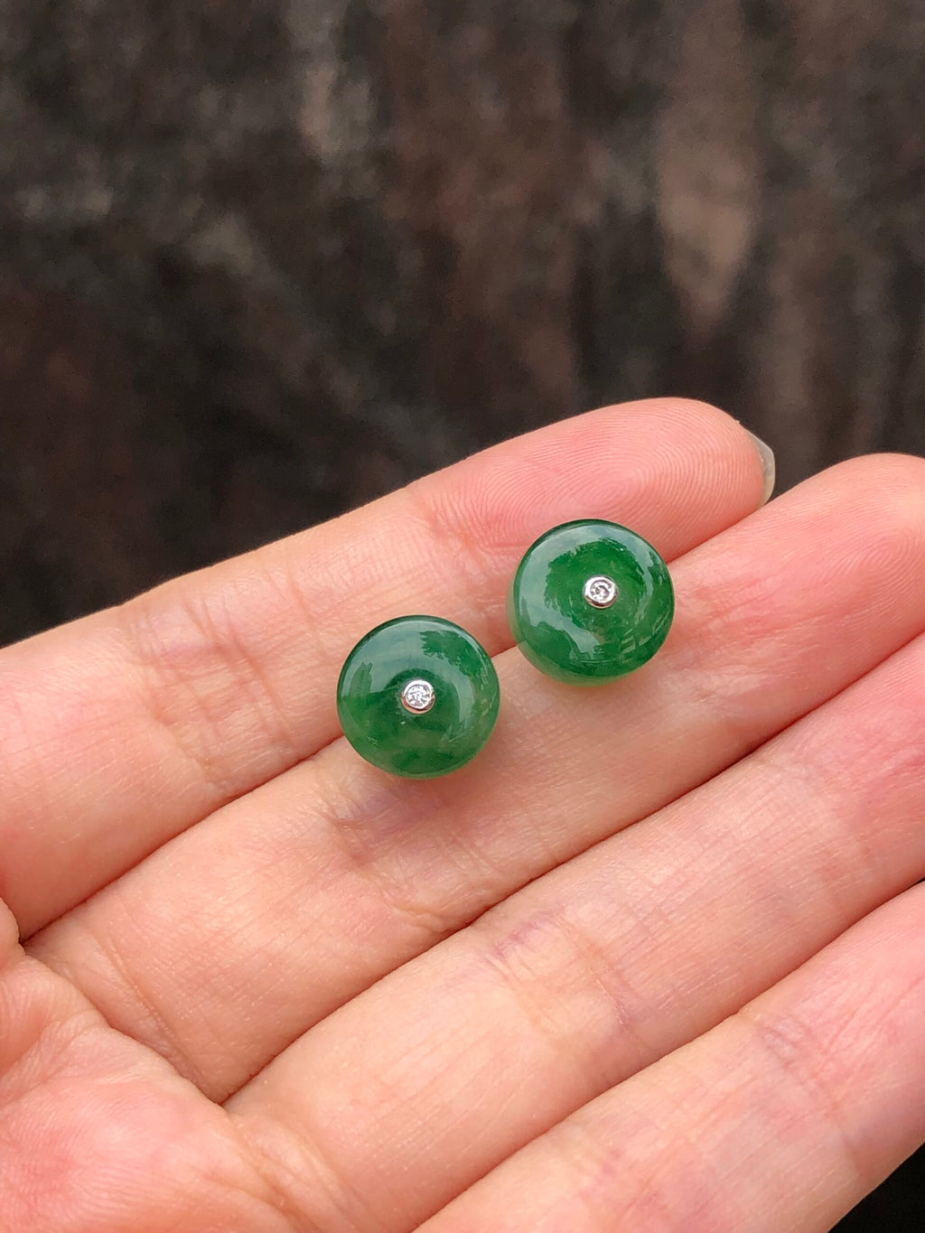 Icy Green Jade Safety Coin Earrings