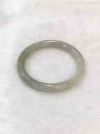 Icy White with Green Jade Bangle
