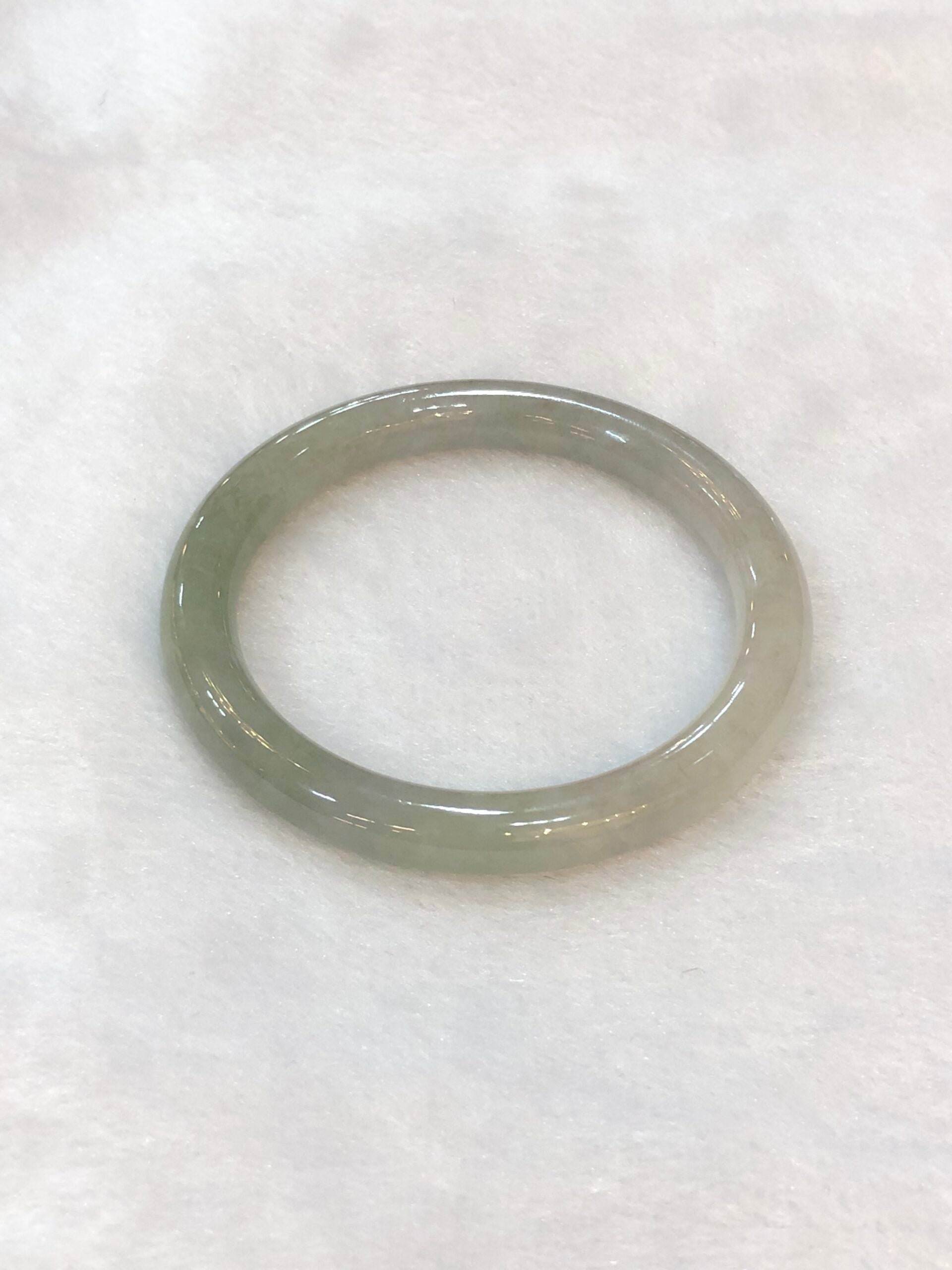 Icy White with Green Jade Bangle