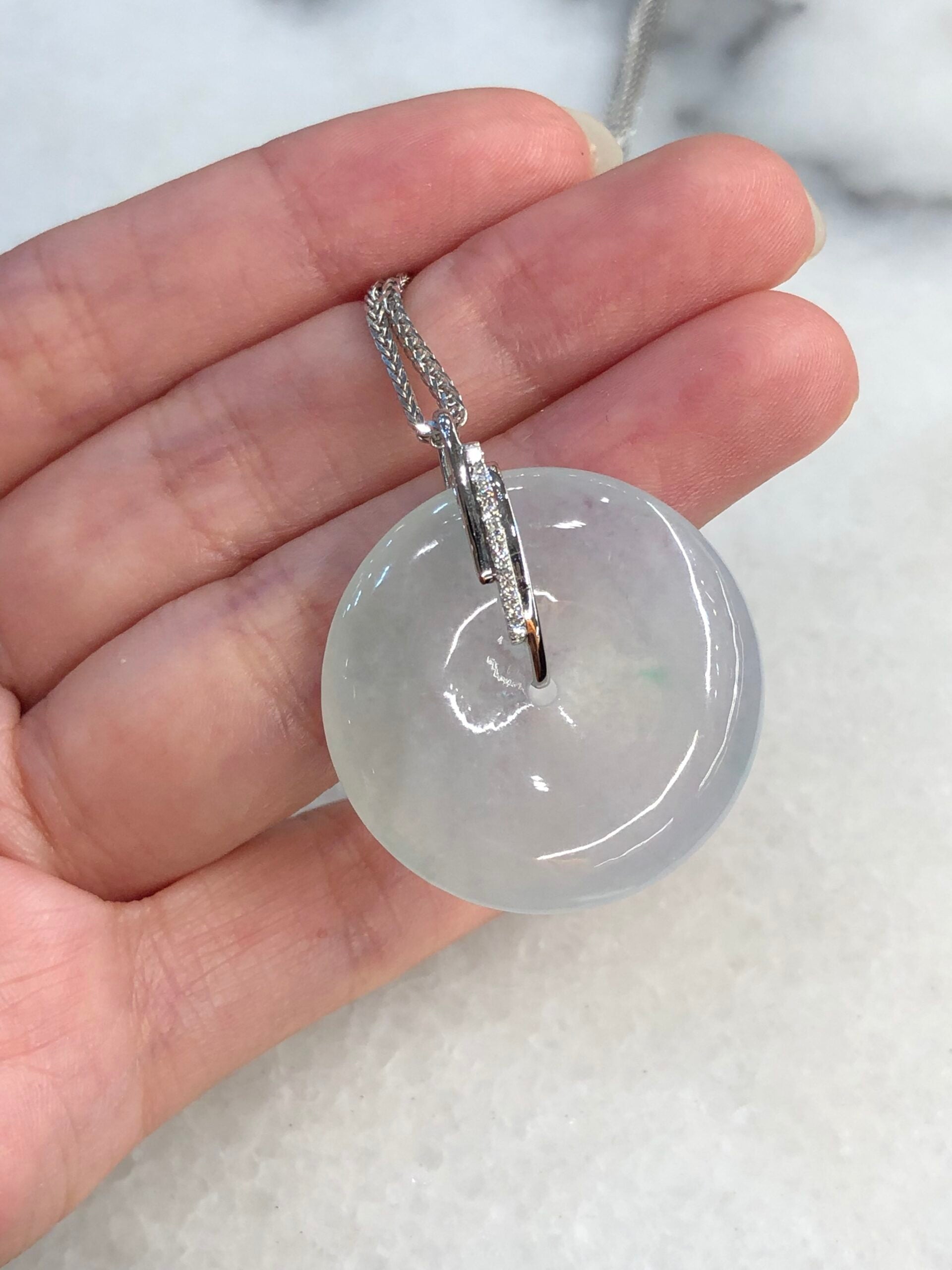 Icy with Green Jade Safety Coin