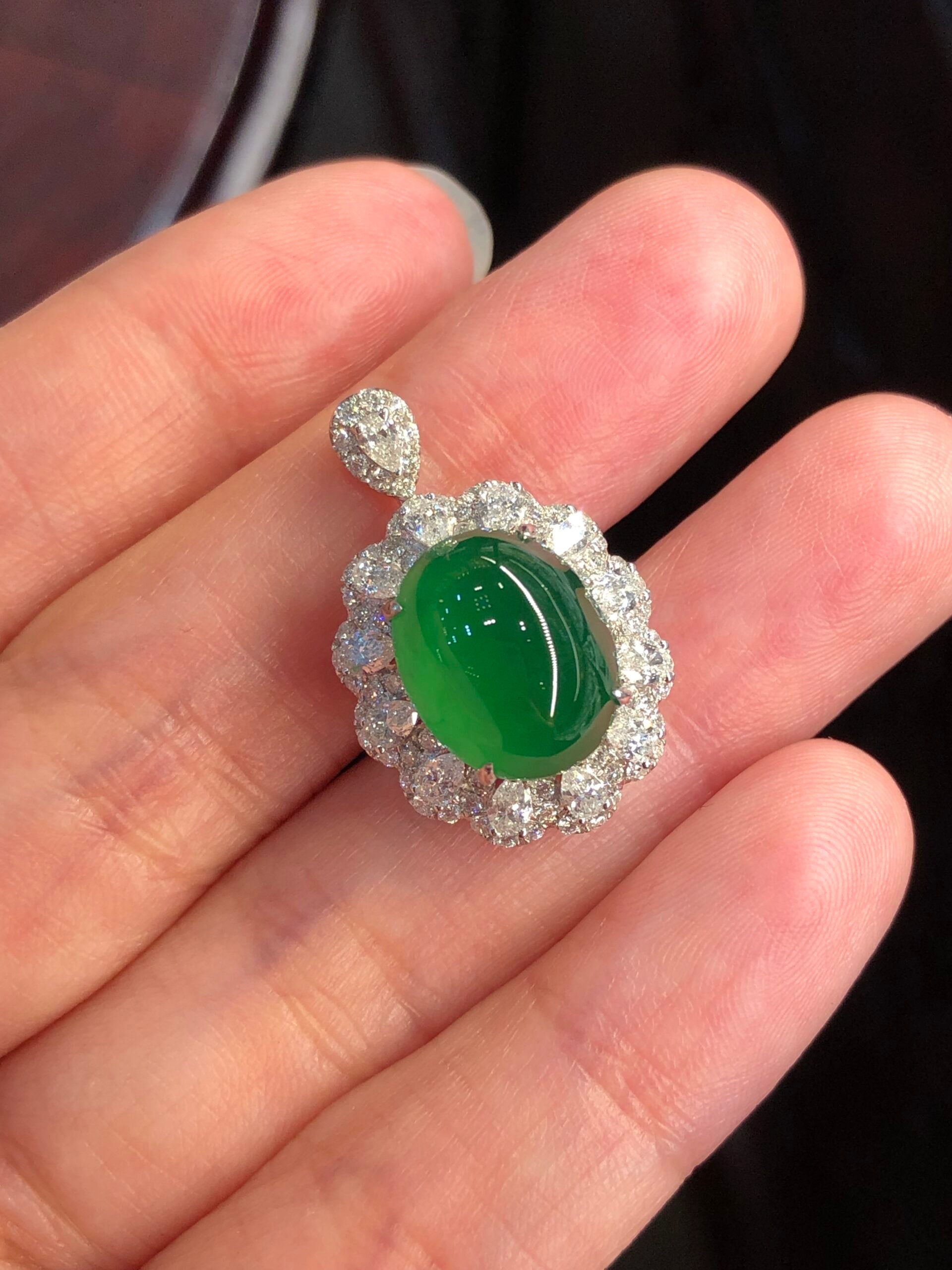 Green Jade Cabochon Ring/ Pendant