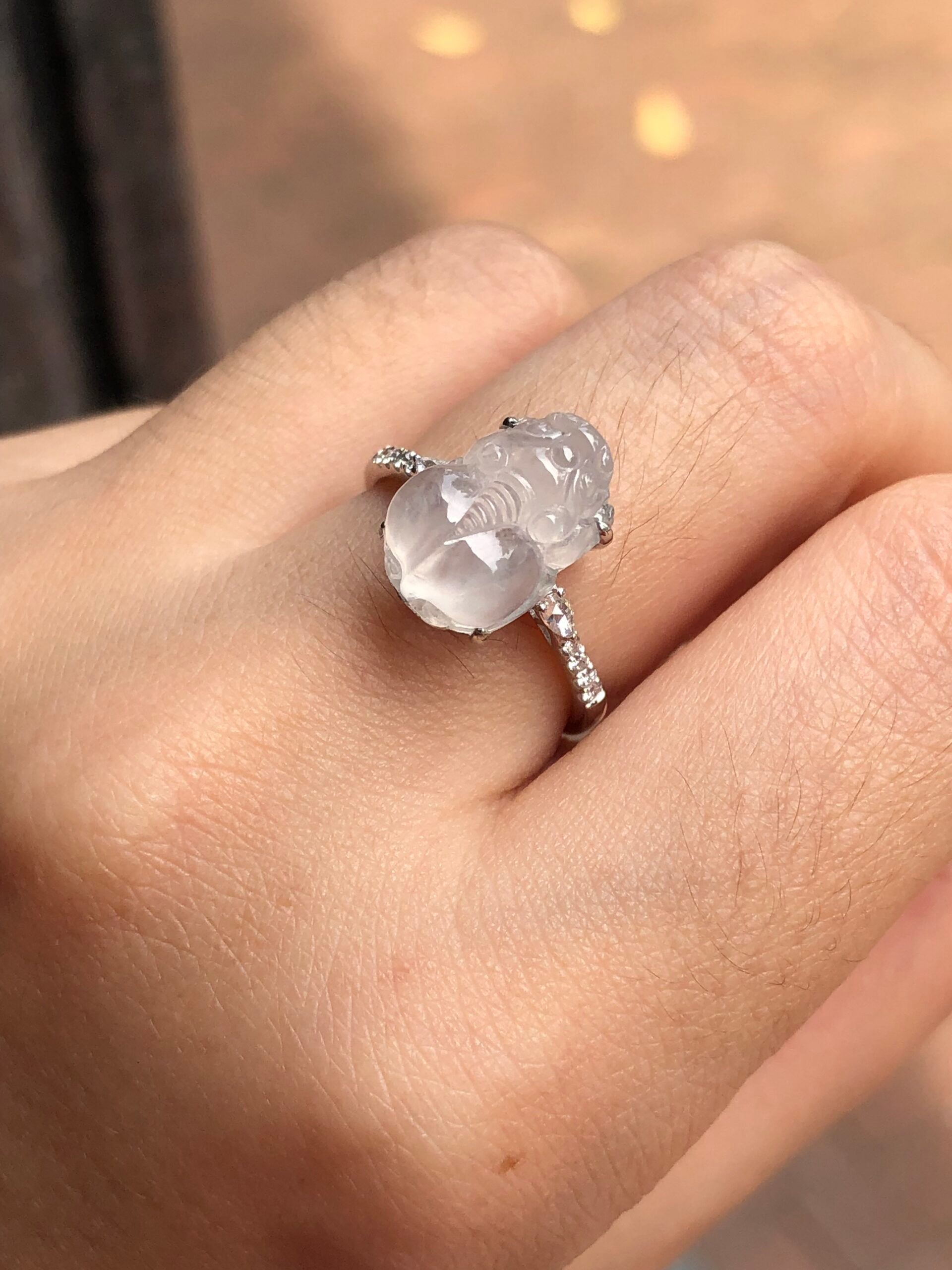 Icy Jade Pixiu Ring