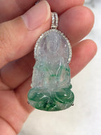 Icy Green Jade Guan Yin Pendant