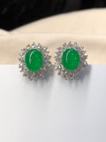Icy Green Jade Cabochons Earrings