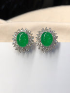 Icy Green Jade Cabochons Earrings
