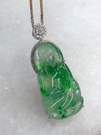Icy Green Jade Guan Yin Pendant
