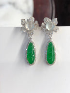 Green Jade Pea Pod Earrings