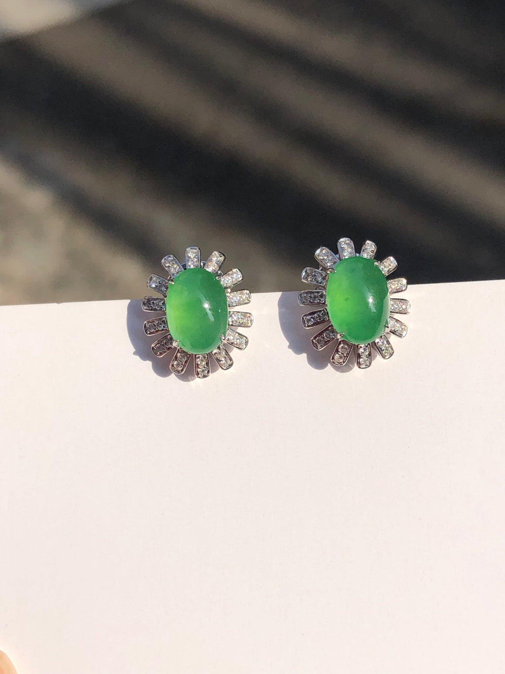 Green Jade Cabochons Earrings