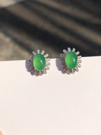 Green Jade Cabochons Earrings