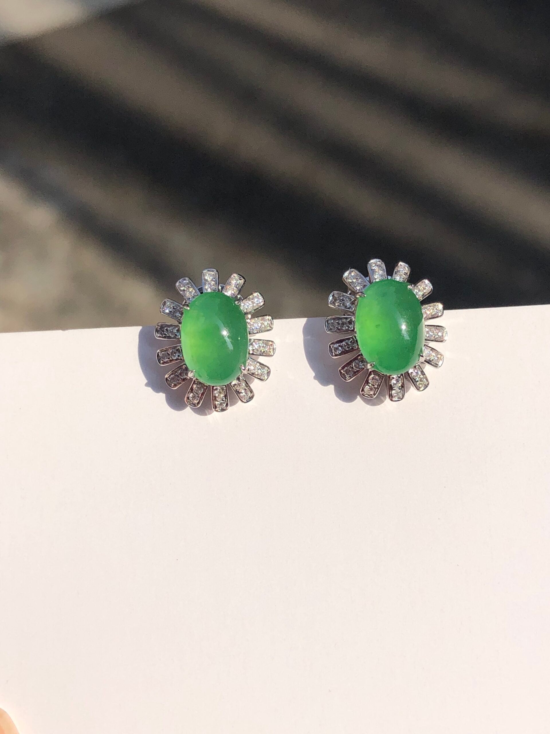 Green Jade Cabochons Earrings
