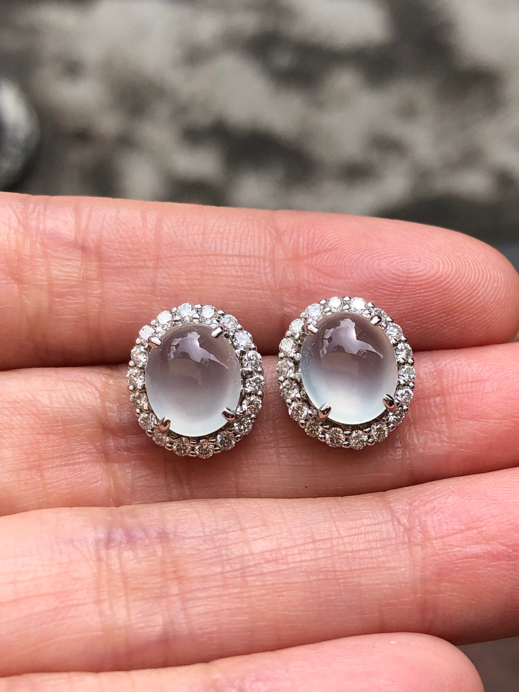 Icy Jade Cabochons Earrings (Glassy Variety)