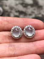 Icy Jade Cabochons Earrings (Glassy Variety)