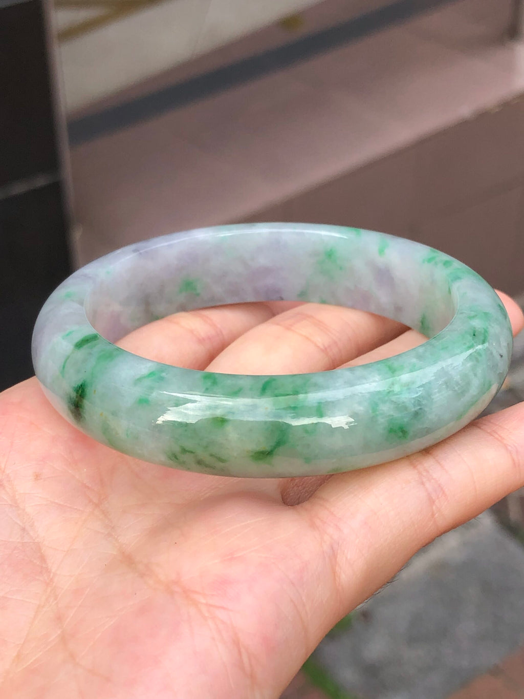 Green with Lavender Jade Bangle