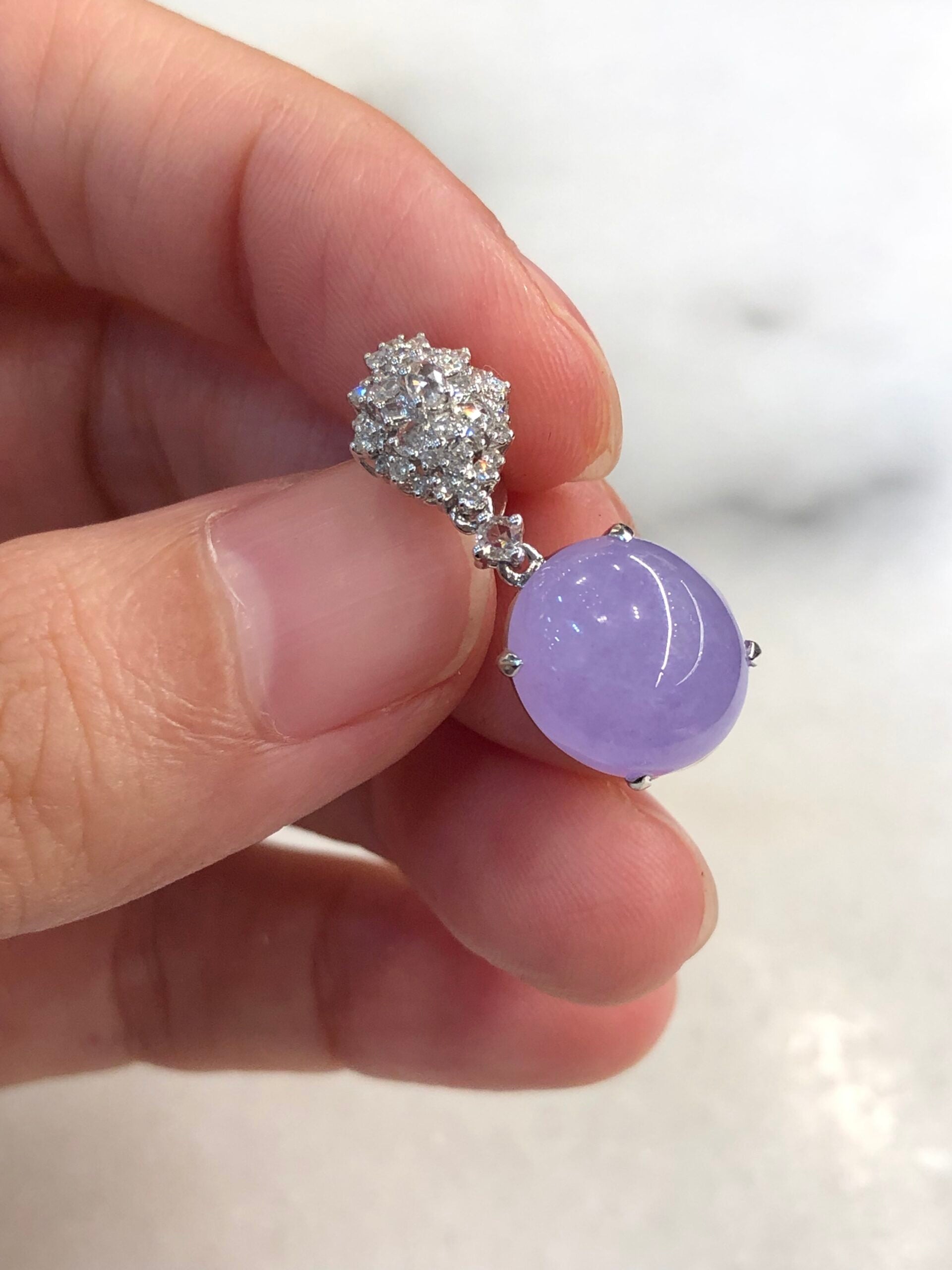Icy Lavender Jade Cabochons Earrings