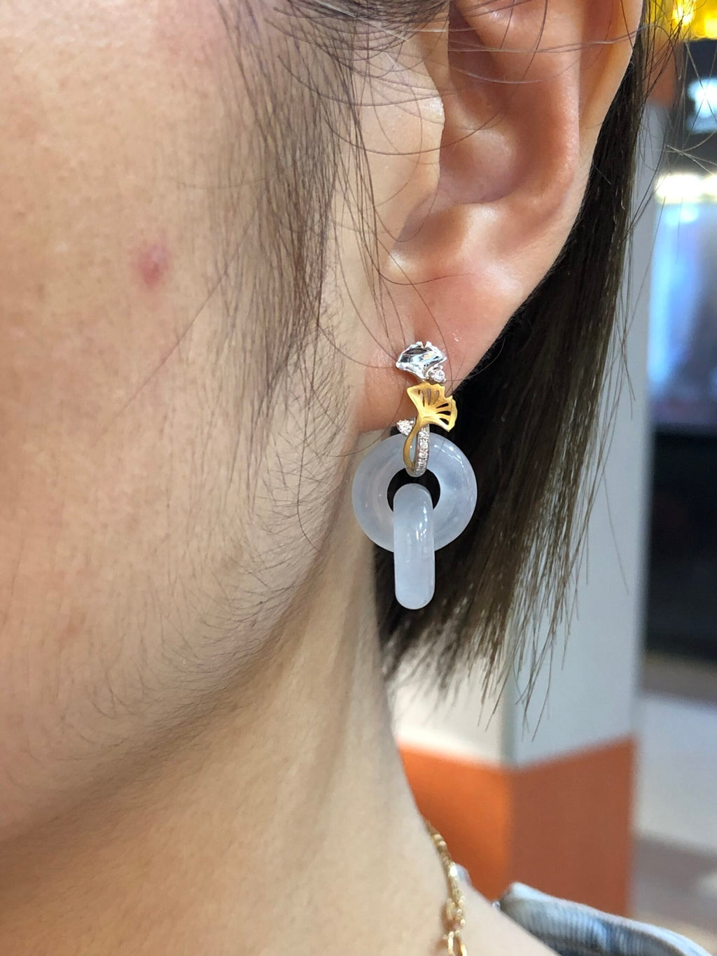 Icy Jade Double Loops Earrings