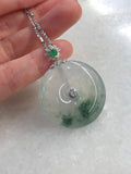 Icy with Bluish Green Floral Jade Safety Coin
