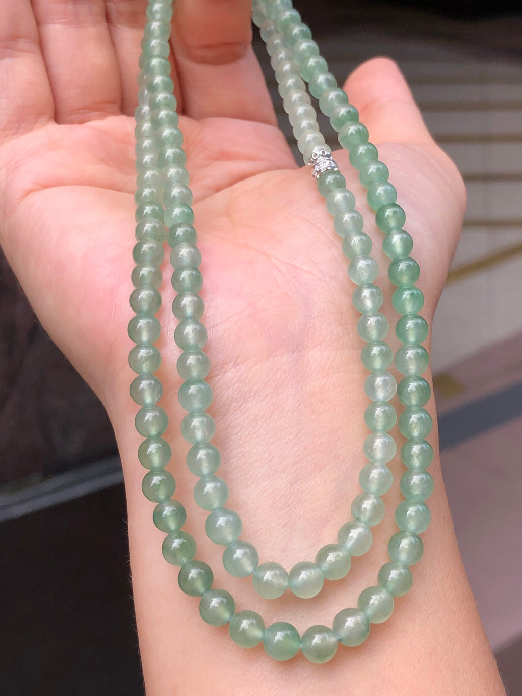 Icy Green Jade Beads Necklace
