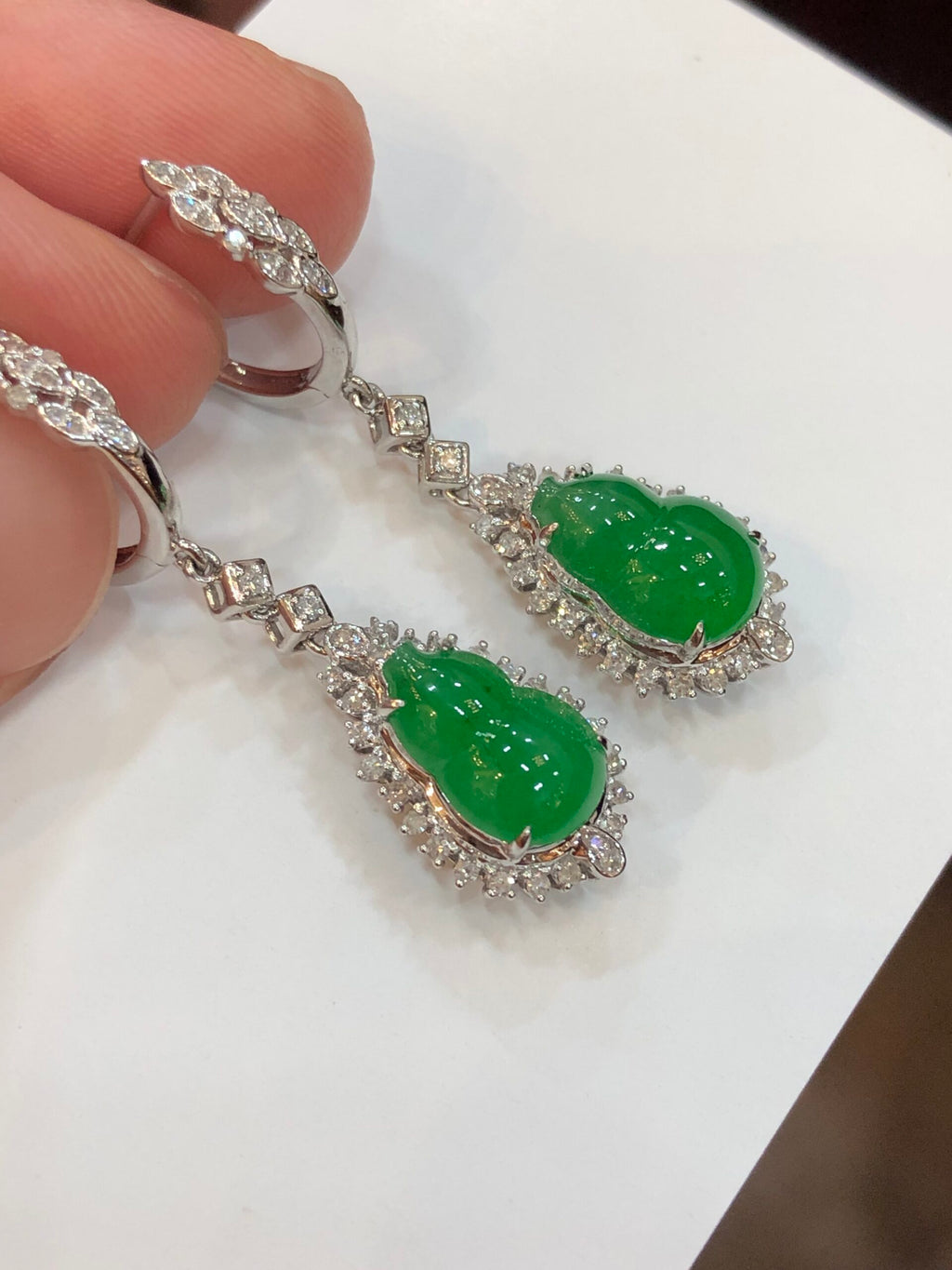 Icy Green Jade Gourd Earrings