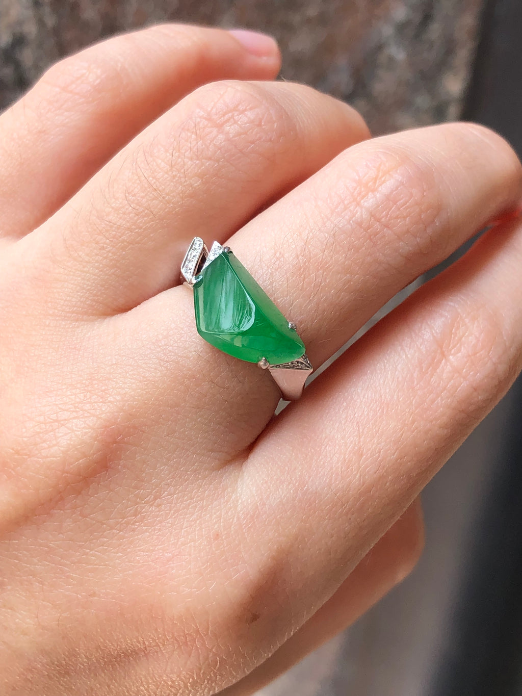 Natural Type A Green Faceted Jadeite Ring | ClassicJade Singapore