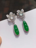 Green Jade Pea Pod Earrings