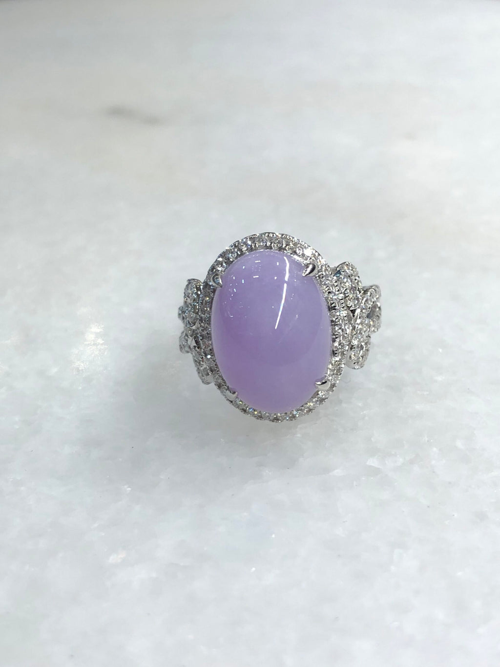 Lavender Jade Cabochon Ring