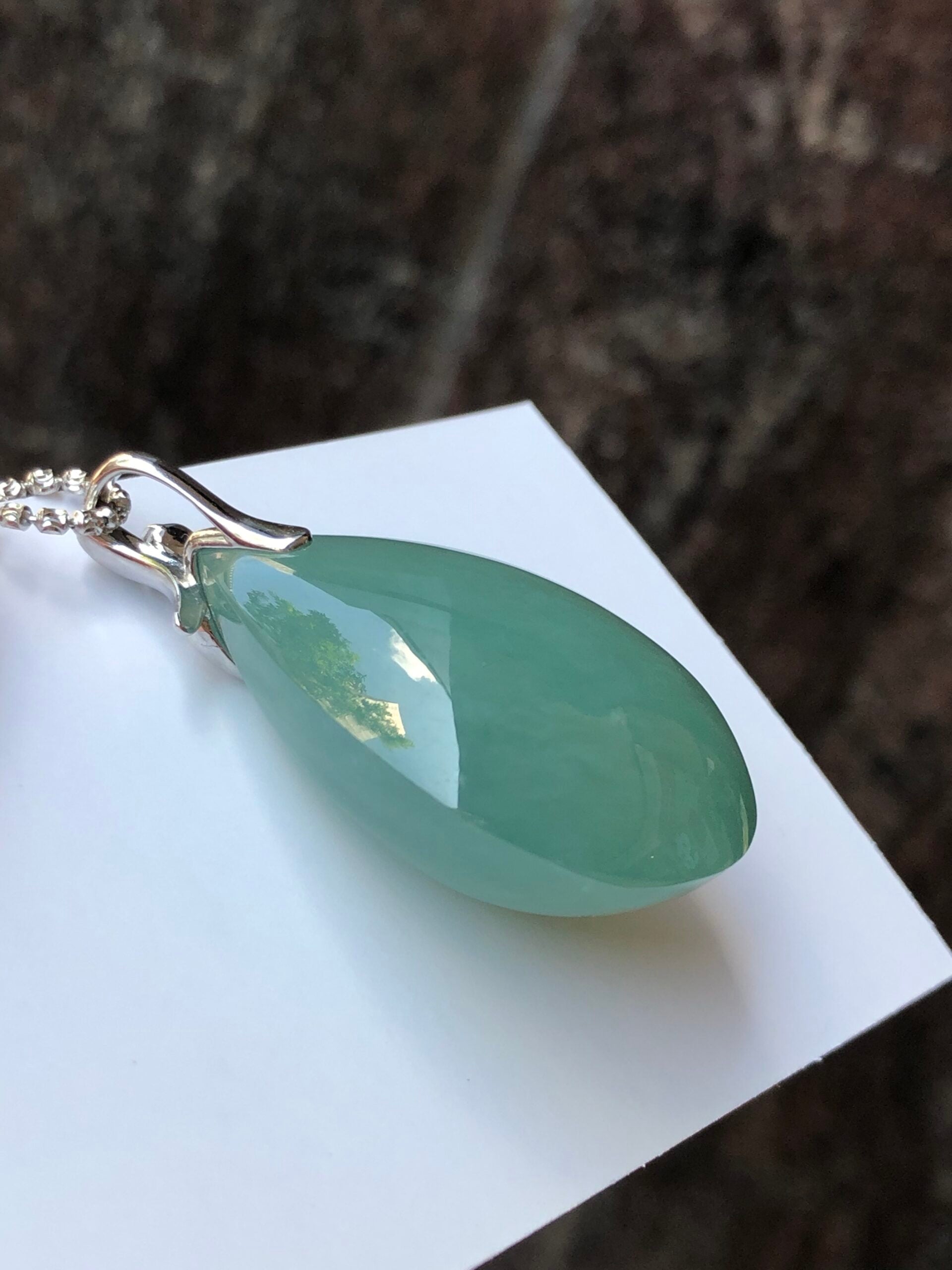Bluish Green Jade Dewdrop Pendant