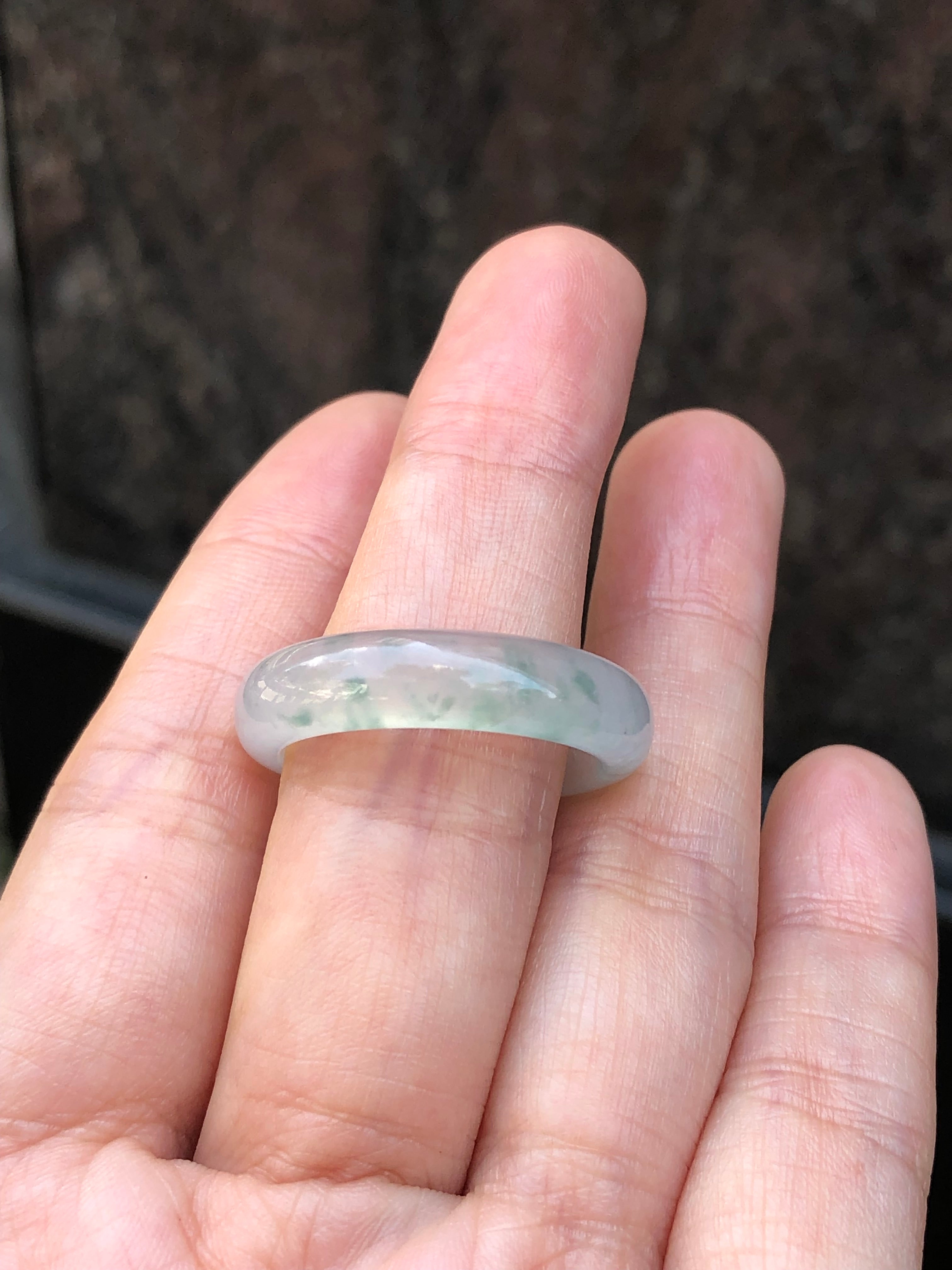 Natural Type A Icy Piao Hua Jadeite Hololith Ring | ClassicJade