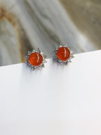 Icy Orange Jade Cabochons Earrings