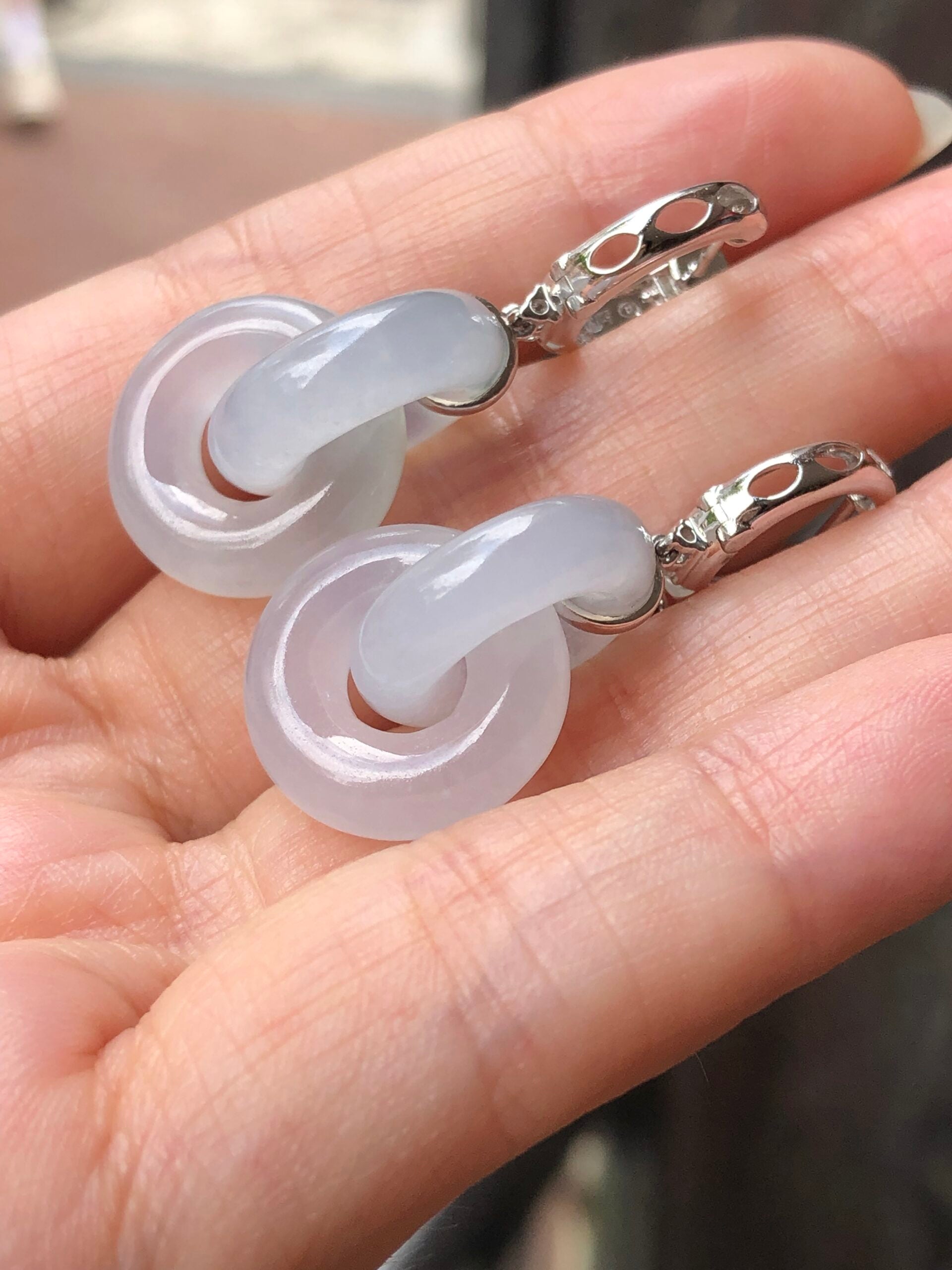Icy Jade Double Loops Earrings