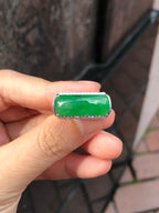Green Jade Saddle Ring