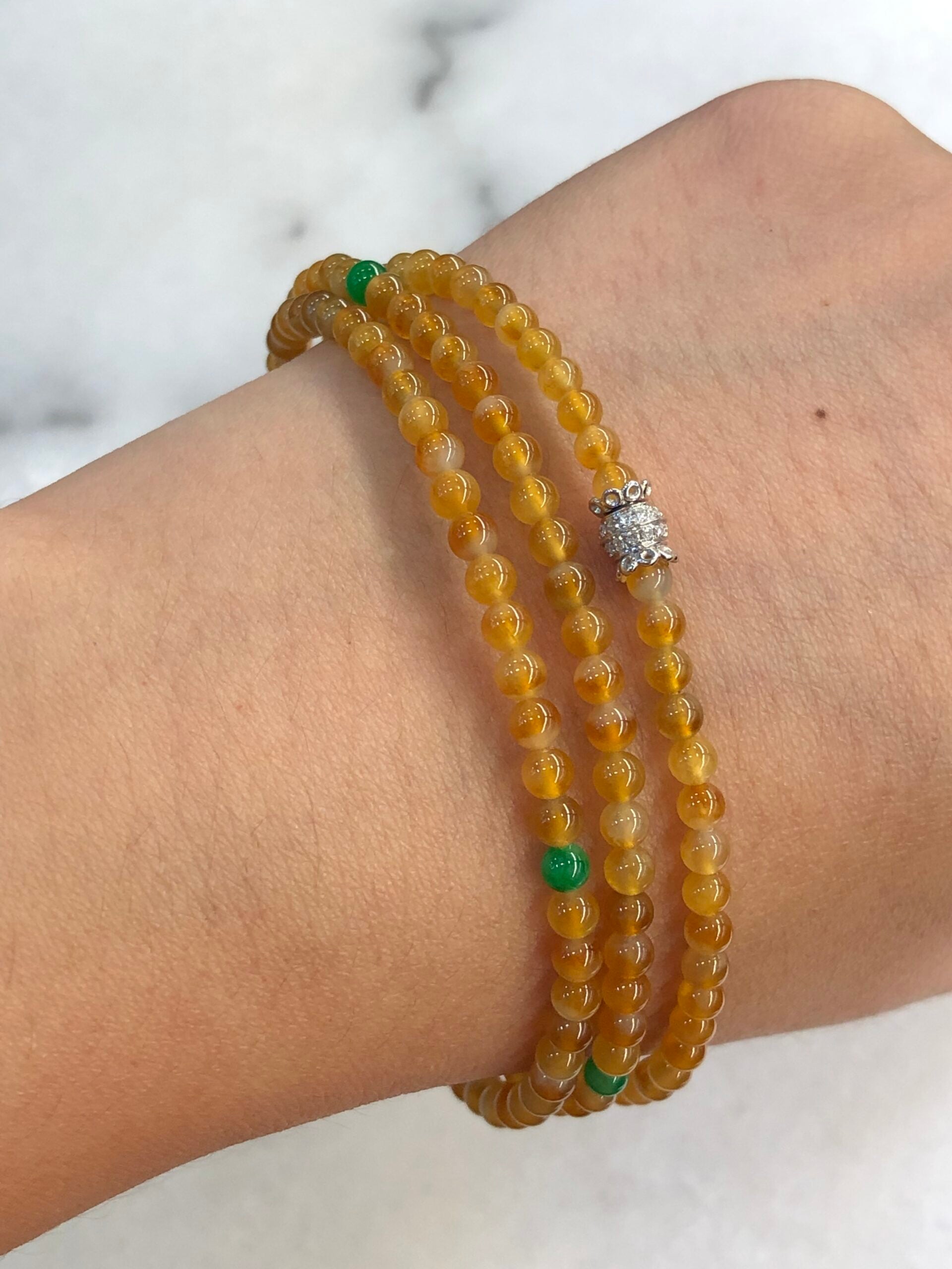 Icy Orange Jade Beads Necklace
