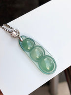 Icy Green Jade Pea Pods Pendant