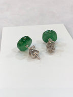 Icy Green Jade Safety Coin Earrings