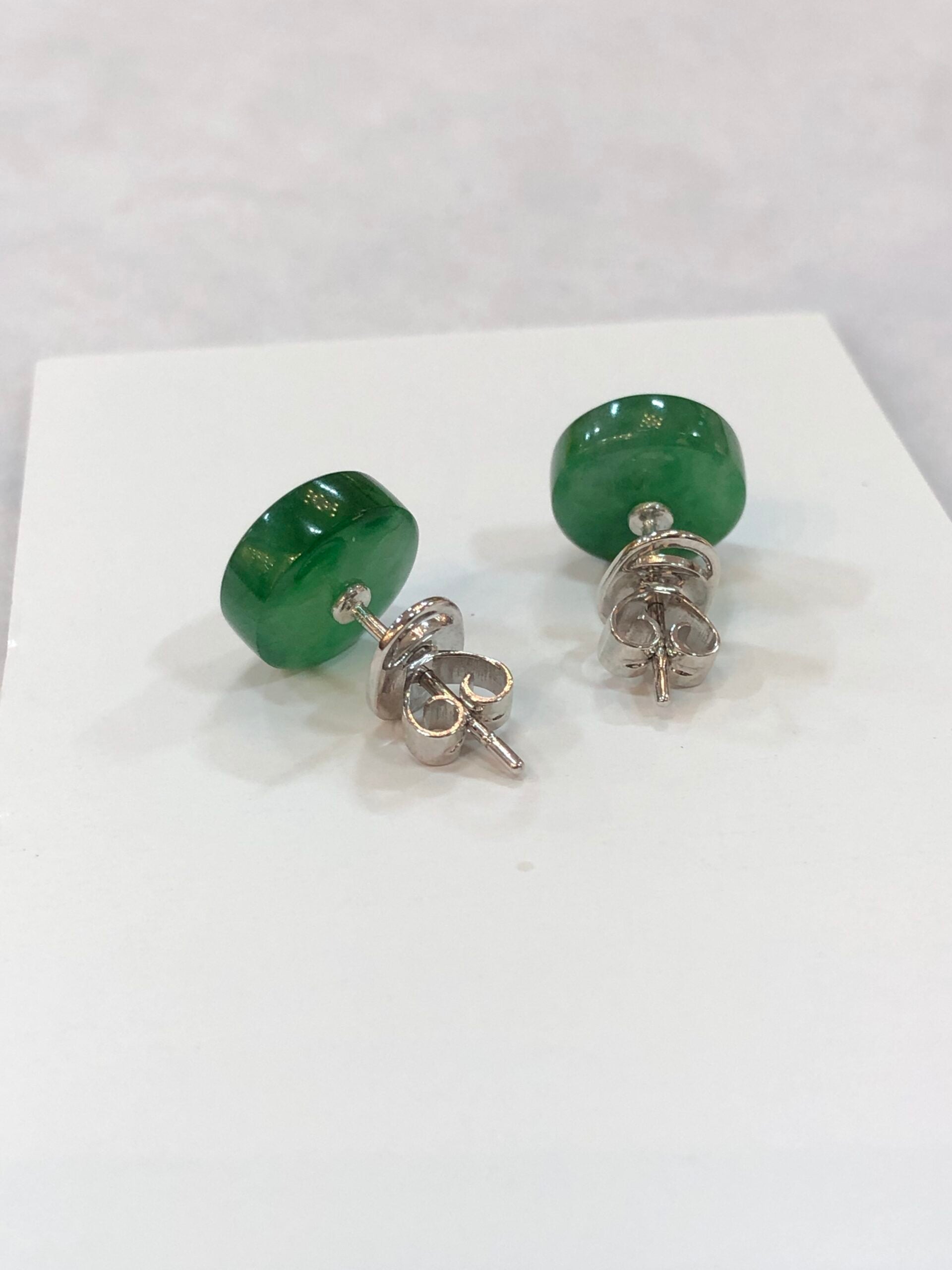 Icy Green Jade Safety Coin Earrings