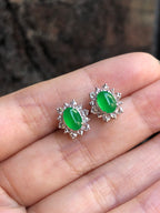 Icy Green Jade Cabochons Earrings