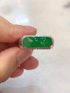 Icy Green Jade Saddle Ring