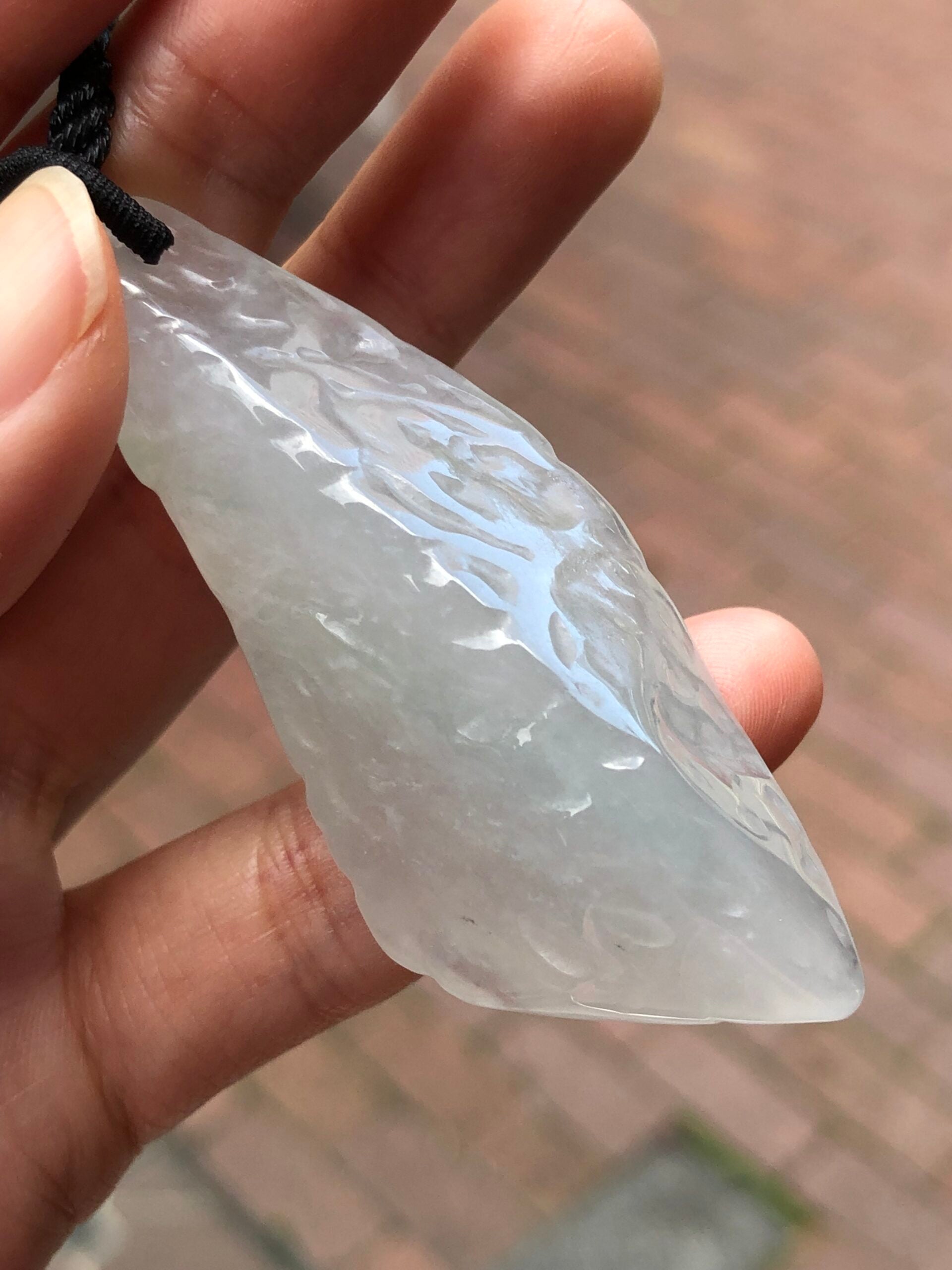 Icy White Jade Freeform Pendant