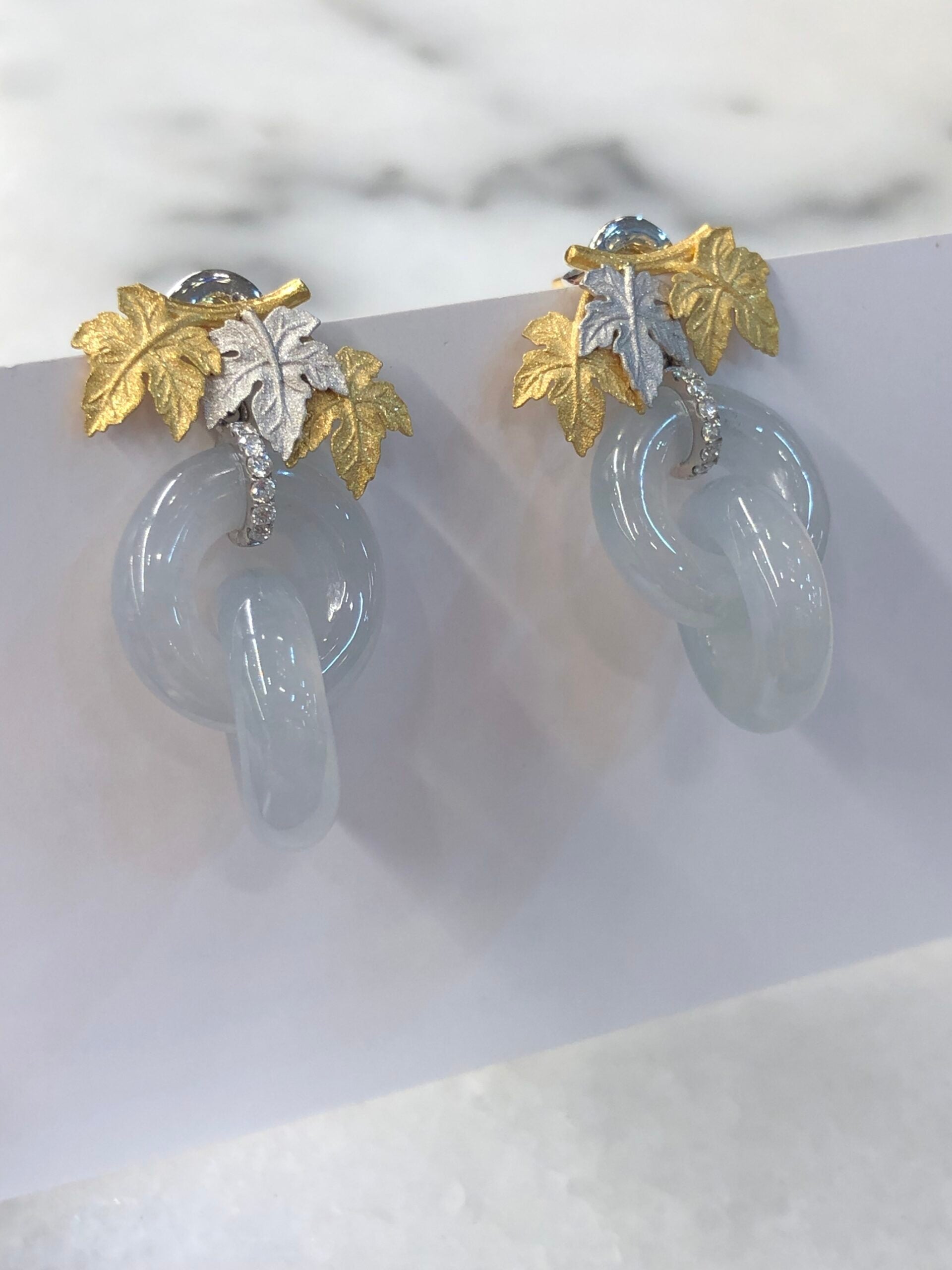 Icy Jade Double Loops Earrings